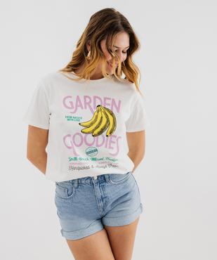 Tee-shirt manches courtes en jersey de coton imprimé femme vue1 - GEMO 4G FEMME - GEMO