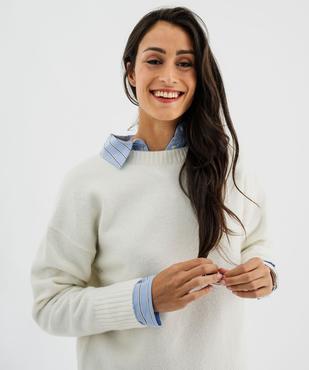 Pull en maille douillette extensible contenant de la laine femme vue4 - GEMO 4G FEMME - GEMO