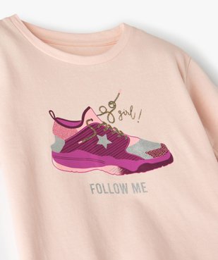 Tee-shirt fille avec motifs pailleté sur l’avant vue2 - GEMO (ENFANT) - GEMO