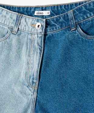 Short en jean fille bicolore à taille haute vue2 - GEMO (JUNIOR) - GEMO