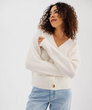 Gilet à col V avec poches femme vue1 - GEMO(FEMME PAP) - GEMO