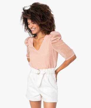Blouse femme fleurie à manches ballon 3/4 vue1 - GEMO(FEMME PAP) - GEMO