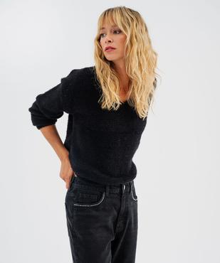 Pull en maille douillette avec double encolure V femme vue1 - GEMO(FEMME PAP) - GEMO