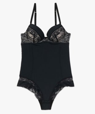 Body femme en microfibre et dentelle vue4 - GEMO(HOMWR FEM) - GEMO