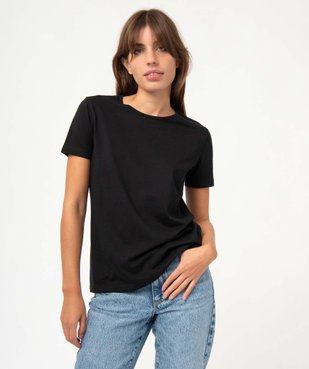 Tee-shirt femme à manches courtes et col rond vue2 - GEMO(FEMME PAP) - GEMO