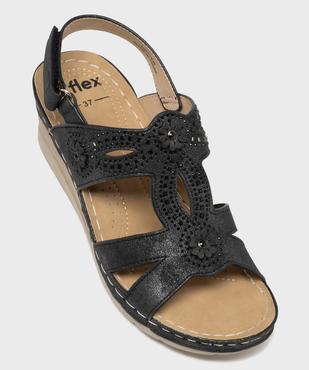 Sandales confort à strass avec talon compensé femme vue5 - G'FLEX - GEMO