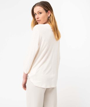 Tee-shirt femme à manches 3/4 avec smocks sur le buste vue3 - GEMO 4G FEMME - GEMO