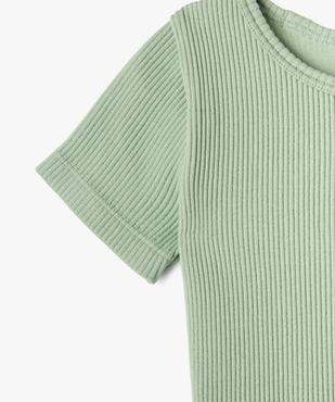 Tee-shirt court à manches courtes en maille côtelée fille vue3 - GEMO (ENFANT) - GEMO