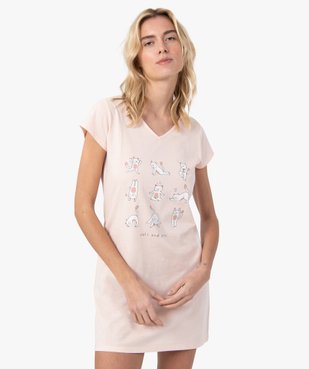 Chemise de nuit femme imprimée à manches courtes vue1 - GEMO(HOMWR FEM) - GEMO