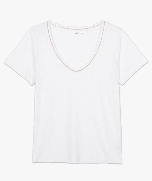 Tee-shirt femme à col V en fil d'argent vue1 - GEMO (G TAILLE) - GEMO