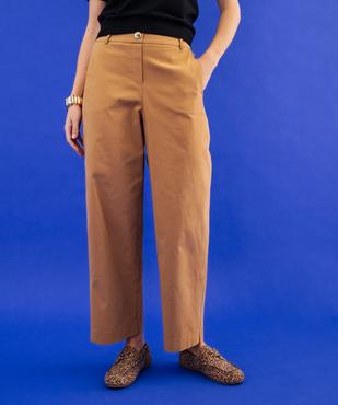 Pantalon en toile de coton stretch à taille élastiquée femme vue1 - GEMO(FEMME PAP) - GEMO