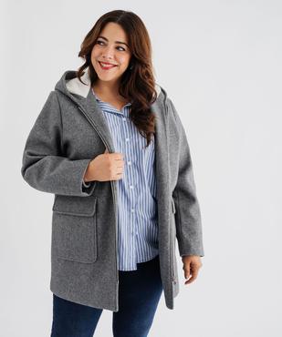 Manteau mi-long zippé à capuche fourrée femme grande taille vue1 - GEMO 4G GT - GEMO