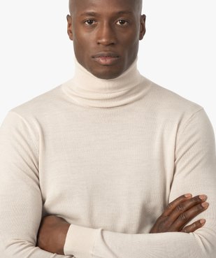 Pull homme à col roulé 100% laine mérinos vue2 - GEMO (HOMME) - GEMO