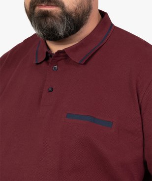 Polo homme à manches longues avec liserés contrastants vue2 - GEMO (G TAILLE) - GEMO