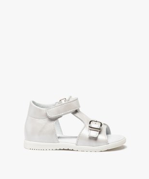 Sandales bébé fille unies en cuir avec reflets irisés vue1 - GEMO(BEBE DEBT) - GEMO