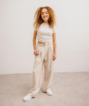 Tee-shirt manches courtes crop top à fronces fille vue5 - GEMO 4G FILLE - GEMO