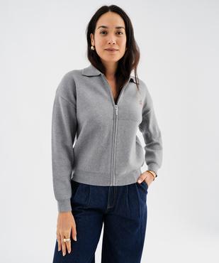 Gilet zippé col polo femme - LuluCastagnette et Alizée vue2 - LULUCASTAGNETTE - GEMO