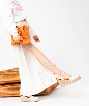 Sandales femme compensées en jute avec dessus brodé vue1 - SANS MARQUE - GEMO