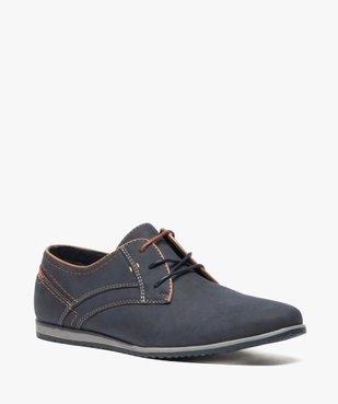 Derbies homme unis avec surpiqûres contrastées vue2 - GEMO(URBAIN) - GEMO