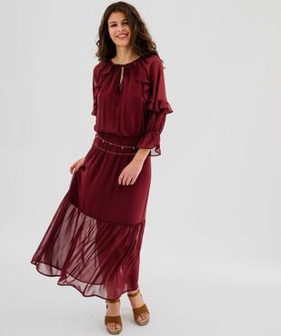 Robe longue à volants en voile femme vue4 - GEMO(FEMME PAP) - GEMO