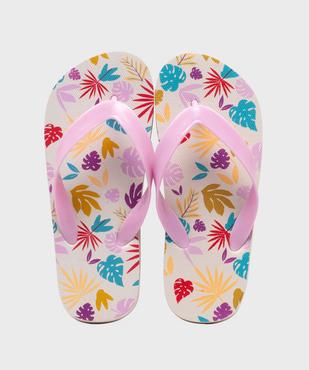 Tongs à imprimé tropical fille vue1 - GEMO (PLAGE) - GEMO