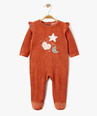 Pyjama en velours avec motif brodés et volants aux épaules bébé fille vue2 - GEMO 4G BEBE - GEMO