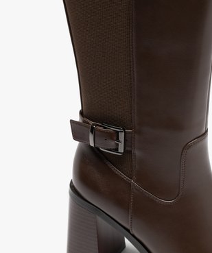 Bottes femmes unies à talon carré évasé avec tige élastique vue6 - GEMO(URBAIN) - GEMO