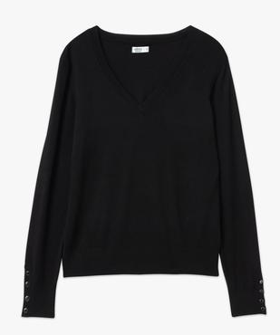 Pull fin à col V avec boutons aux poignets femme vue4 - GEMO 4G FEMME - GEMO
