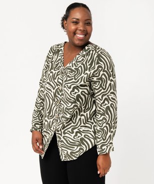 Chemise à manches longues imprimée femme grande taille vue2 - GEMO 4G GT - GEMO