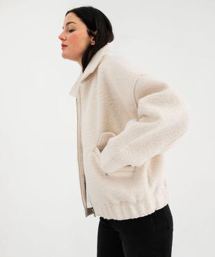 Blouson en maille bouclette chinée femme vue3 - GEMO 4G FEMME - GEMO