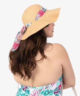 Chapeau femme en paille de papier avec foulard imprimé vue5 - GEMO (ACCESS) - GEMO