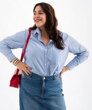 Chemise longue manches longues à rayures femme grande taille vue1 - GEMO (G TAILLE) - GEMO