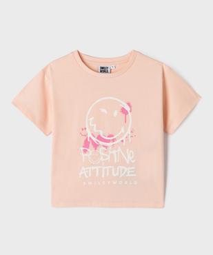 Tee-shirt manches courtes en jersey de coton imprimé fille -  Smiley World vue2 - SMILEY WORLD - GEMO