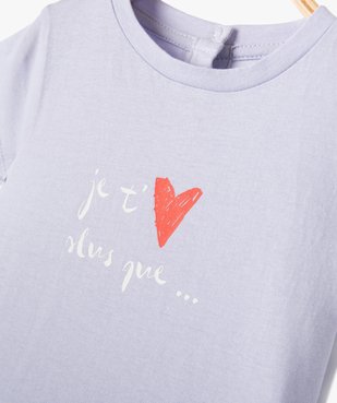Tee-shirt bébé fille à manches courtes et motif cœur vue2 - GEMO(BEBE DEBT) - GEMO