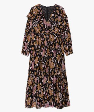Robe femme longue en voile fleuri et plissé vue4 - GEMO(FEMME PAP) - GEMO