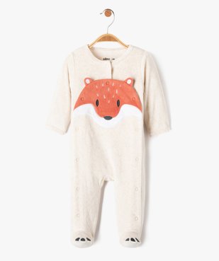 Pyjama en velours ouvert devant motif renard bébé garçon vue1 - GEMO(BEBE DEBT) - GEMO