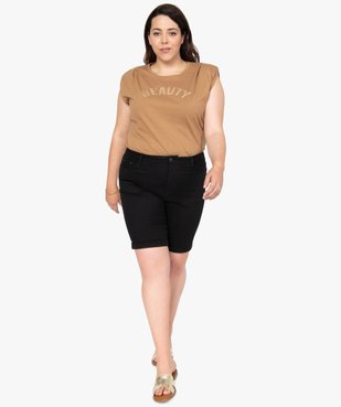 Tee-shirt femme grande taille à épaulettes avec message pailleté vue5 - GEMO (G TAILLE) - GEMO