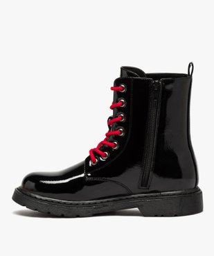 Boots femme rangers à semelle crantée et dessus fantaisie Dessus uni et vernis vue4 - GEMO (CASUAL) - GEMO