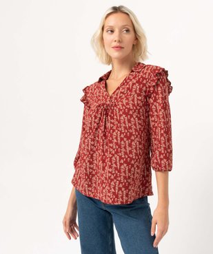 Blouse femme à manches 3/4 avec volants sur les épaules vue5 - GEMO(FEMME PAP) - GEMO