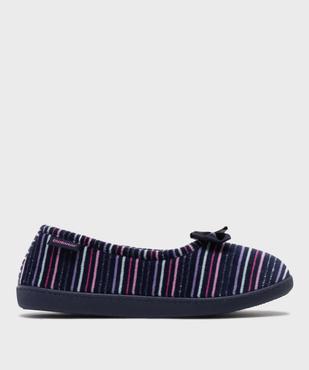 Chaussons enveloppants en velours à rayures femme - Isotoner vue1 - ISOTONER - GEMO