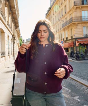 Gilet à col rond en grosse maille femme grande taille vue1 - GEMO (G TAILLE) - GEMO