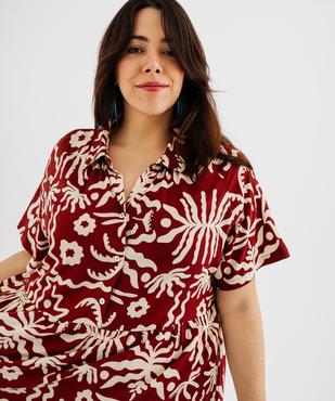 Robe longue imprimée avec col chemise femme grande taille vue2 - GEMO 4G GT - GEMO