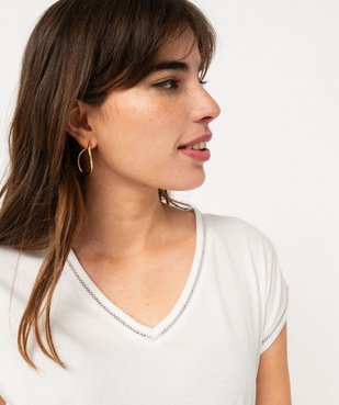 Tee-shirt à manches courtes avec finitions scintillantes femme vue2 - GEMO 4G FEMME - GEMO