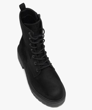 Boots femme dessus uni en suédine à zip et à lacets vue5 - GEMO (CASUAL) - GEMO