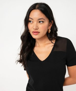 Robe à manches courtes avec voile sur les épaules femme vue2 - GEMO(FEMME PAP) - GEMO