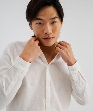 Chemise à manches longues en lin et coton coupe regular homme vue2 - GEMO 4G HOMME - GEMO