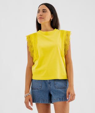 Tee-shirt sans manches avec empiècements en dentelle femme vue2 - GEMO(FEMME PAP) - GEMO