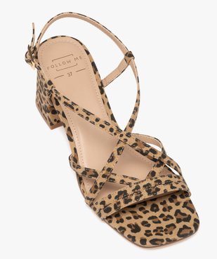 Sandales à brides en toile avec talon flare femme  vue6 - FOLLOW ME - GEMO