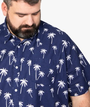 Chemise homme grande taille en lin à motifs palmiers vue2 - GEMO (HOMME) - GEMO