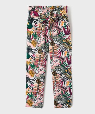Pantalon fille imprimé avec taille élastiquée et ceinture à nouer vue2 - GEMO (ENFANT) - GEMO